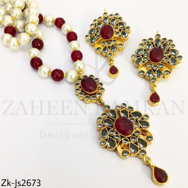 Kundan ruby mala set