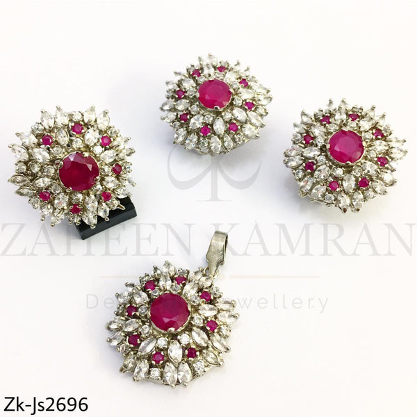 Ruby Zirconian pendant set