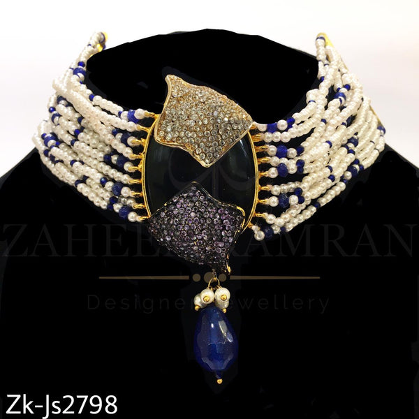 Sapphire blue choker set