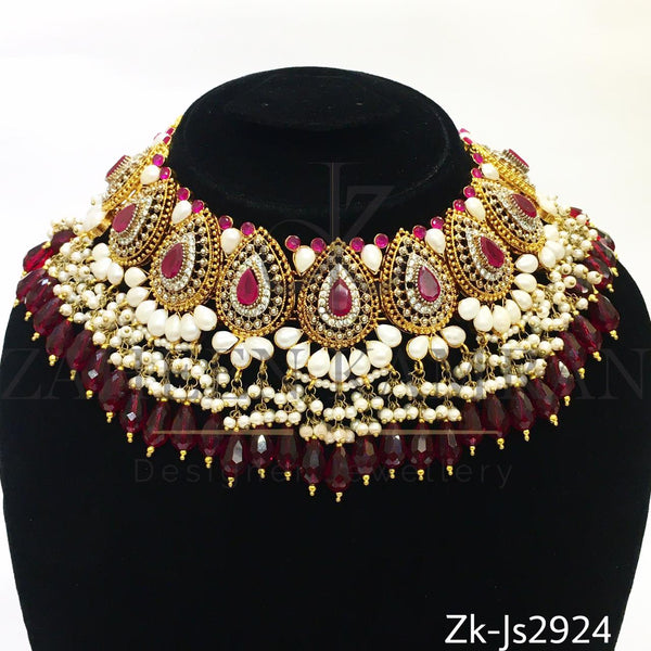 Ruby pearls set