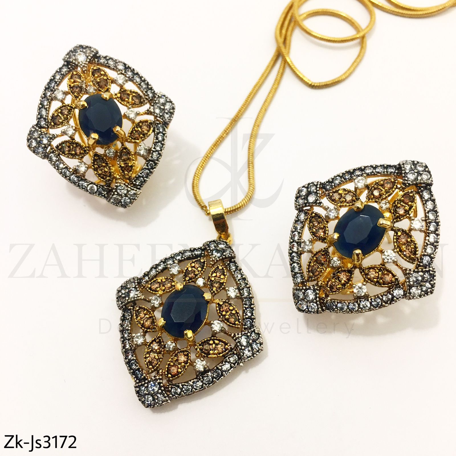 Sapphire Pendant Set