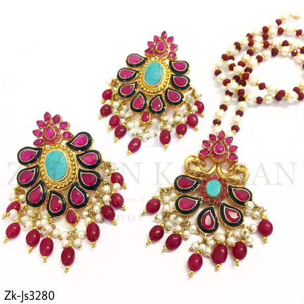 Ruby Feroza Pendant Set