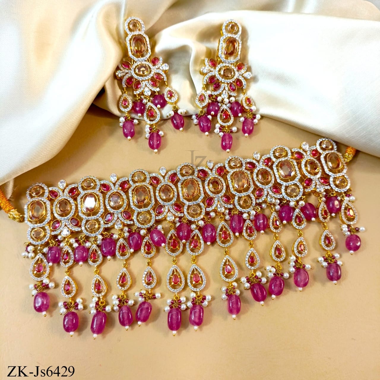 PINK ZIRCONIA CHOKER SET