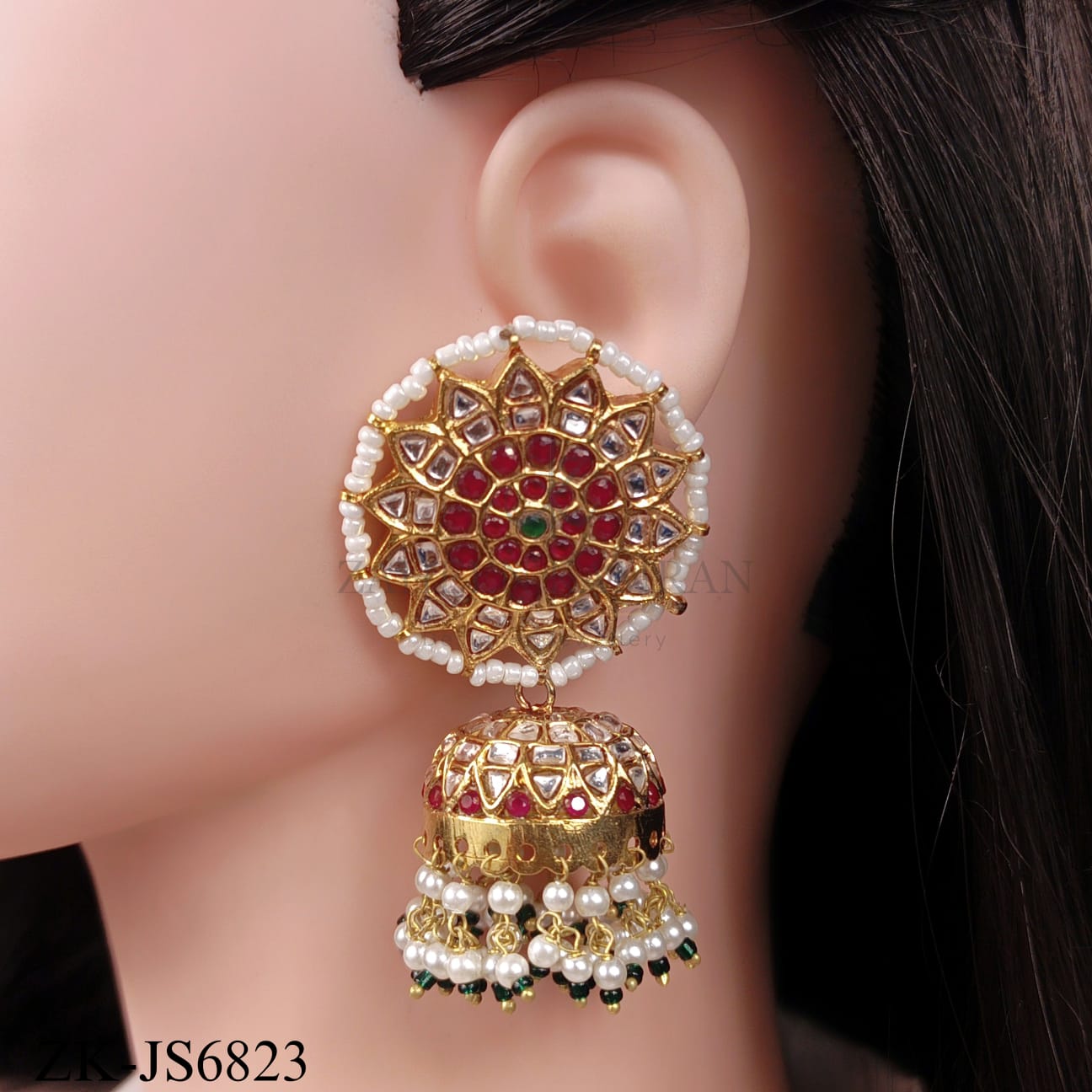 ROYAL KUNDAN SET WITH PEARLS DROPS