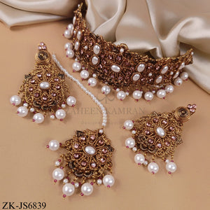 ANTIQUE PEARLS DAHLIA FLORAL SET