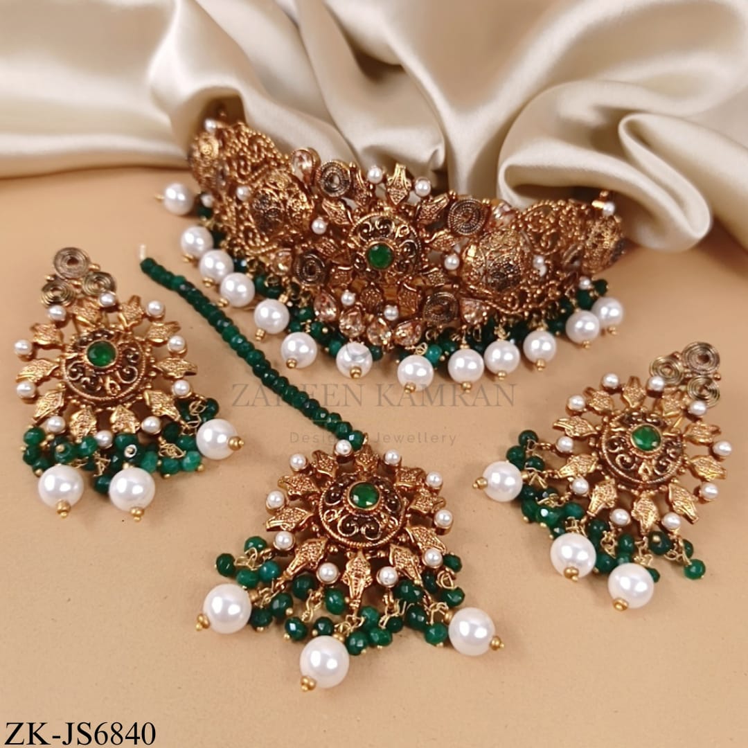 GOLDEN EMERALD MIRAGE BRIDAL SET