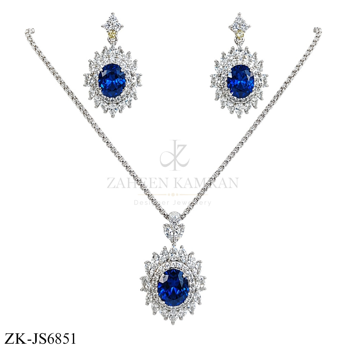SILVER SAPPHIRE PENDANT SET
