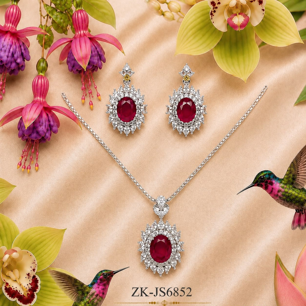 Ruby Silver Drop Set