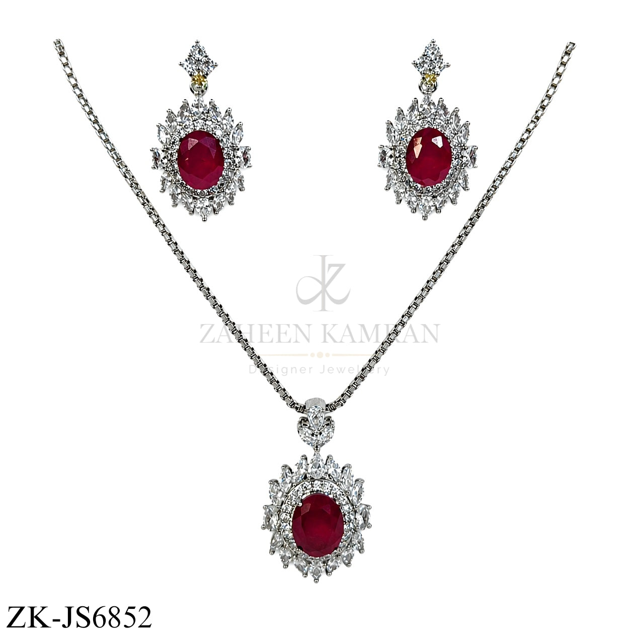 RUBY SILVER PENDANT SET