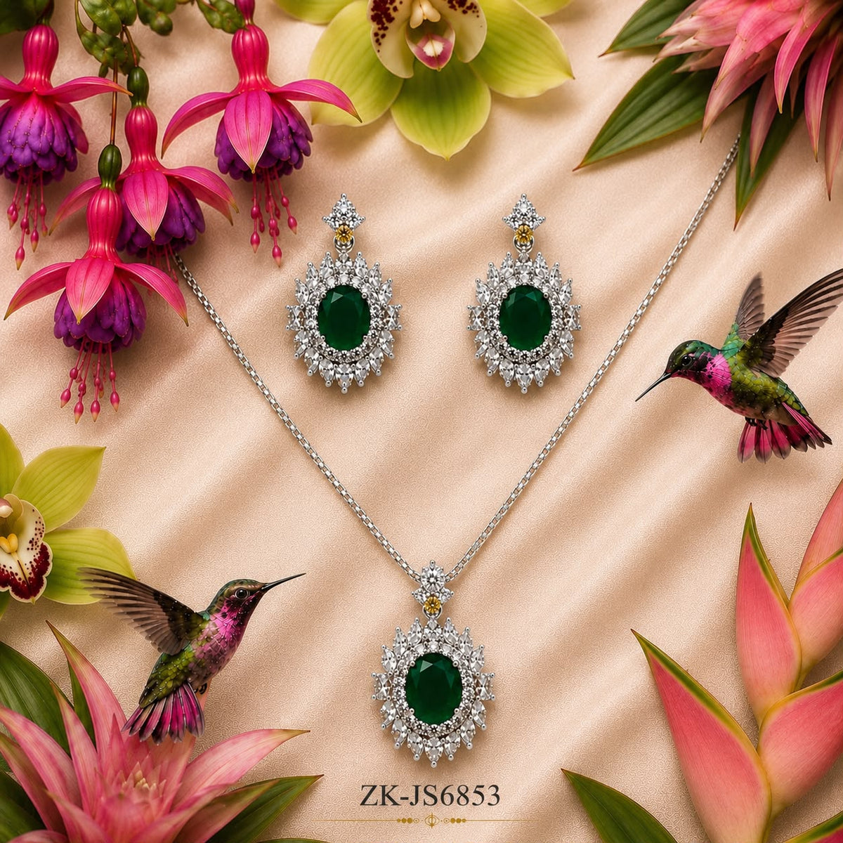 Emerald Silver Drop Set