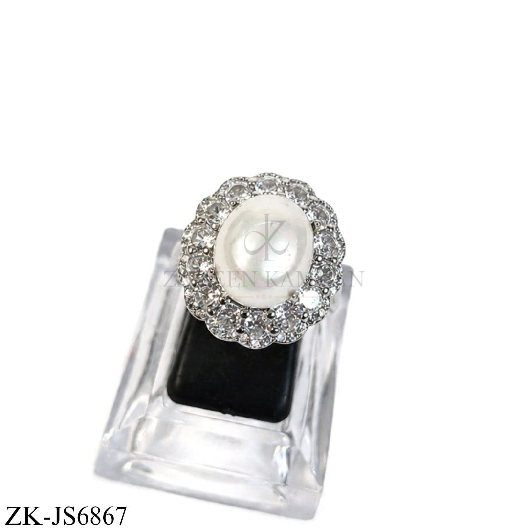 SILVER WHITE PEARL HALO SET