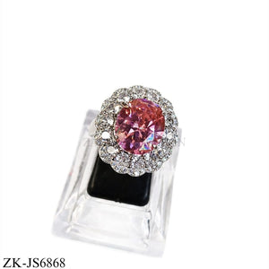 SILVER PINK OVAL HALO SET