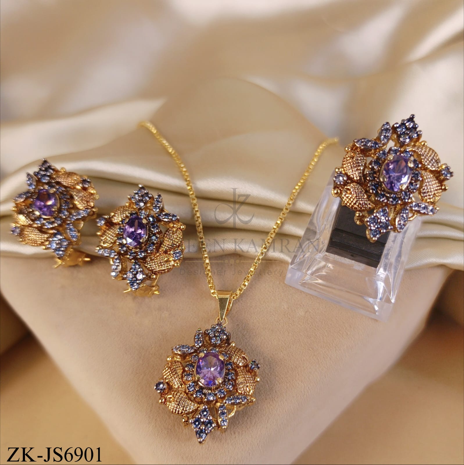 AMETHYST LEAFLET PENDANT SET