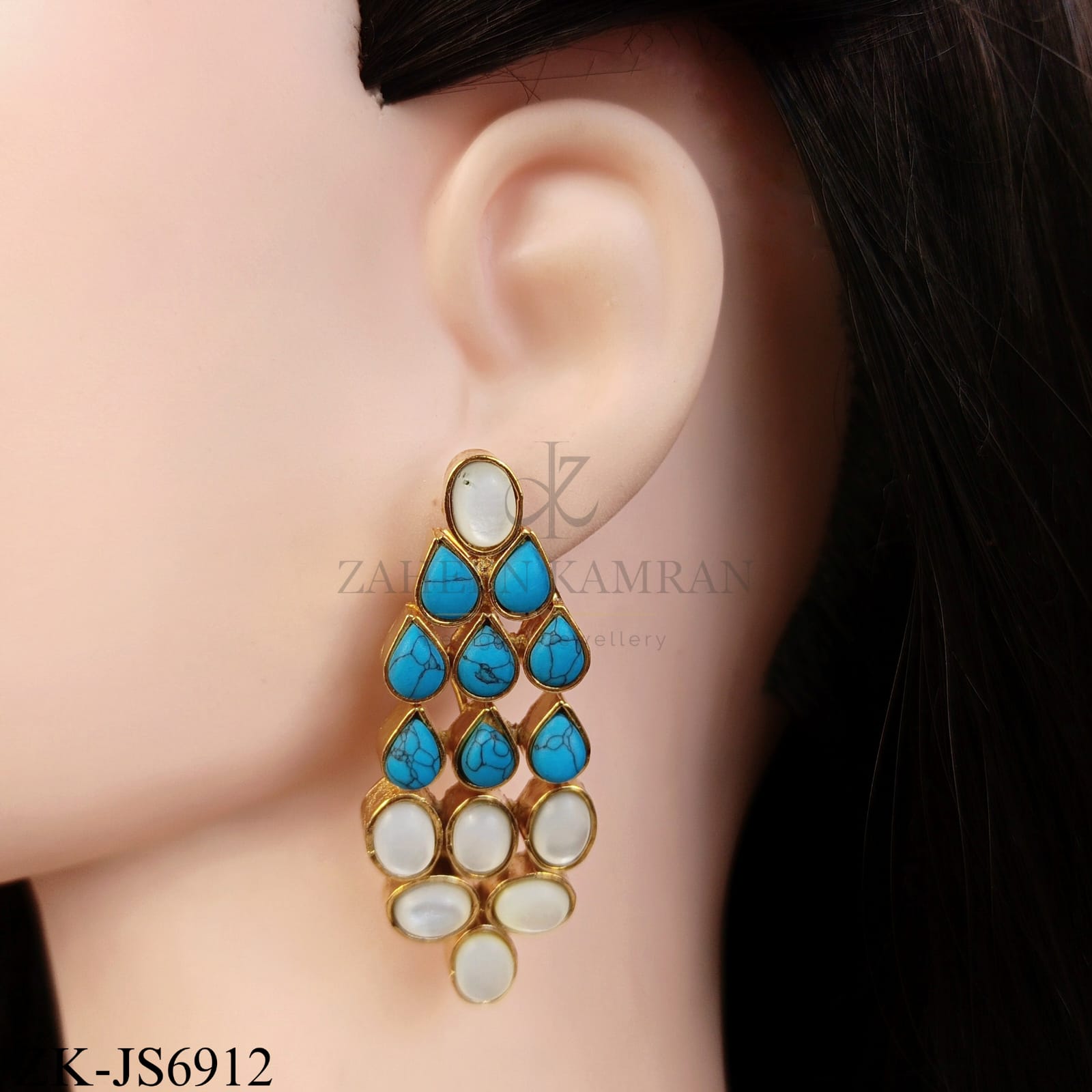 GOLD TURQUOISE TEARDROP MALA SET
