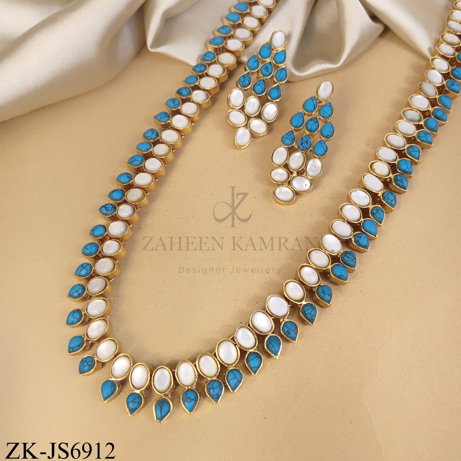 GOLD TURQUOISE TEARDROP MALA SET