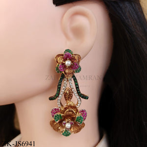 GOLDEN EMERALD FLORAL PATTERN MALA SET