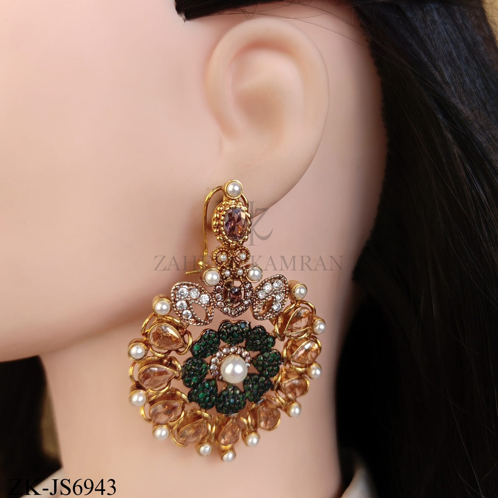 ROYAL BLOSSOM EMERALD AND CHAMPAGNE SET