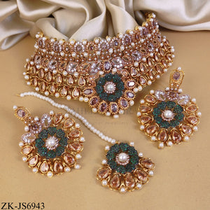 ROYAL BLOSSOM EMERALD AND CHAMPAGNE SET