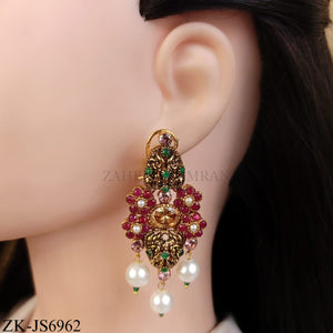 EMERALD RUBY BLOOM PENDANT WITH PEARL STRAND SET