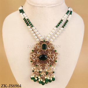 ROYAL EMERALD ORNATE PENDANT MALA SET