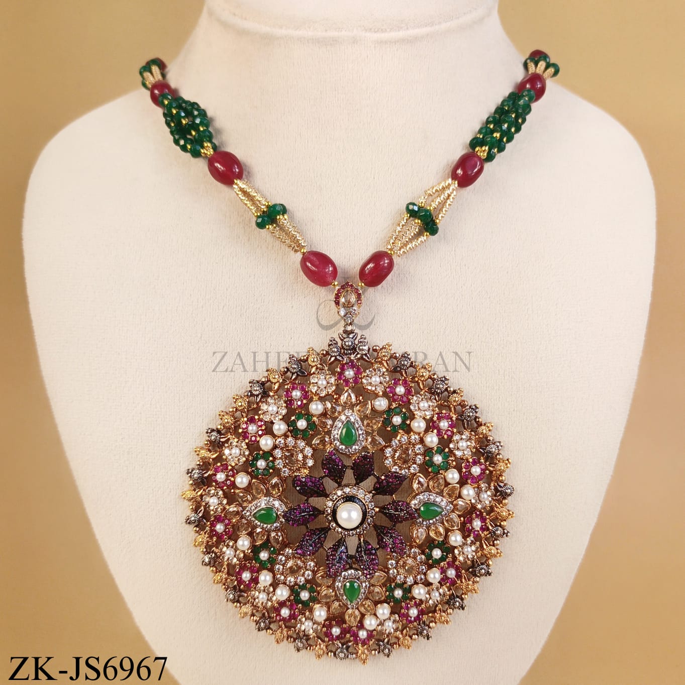 MULTI BIG ROUND PENDANT MALA SET