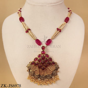 GOLD TONE RUBY NET LEAF PATTERN SET
