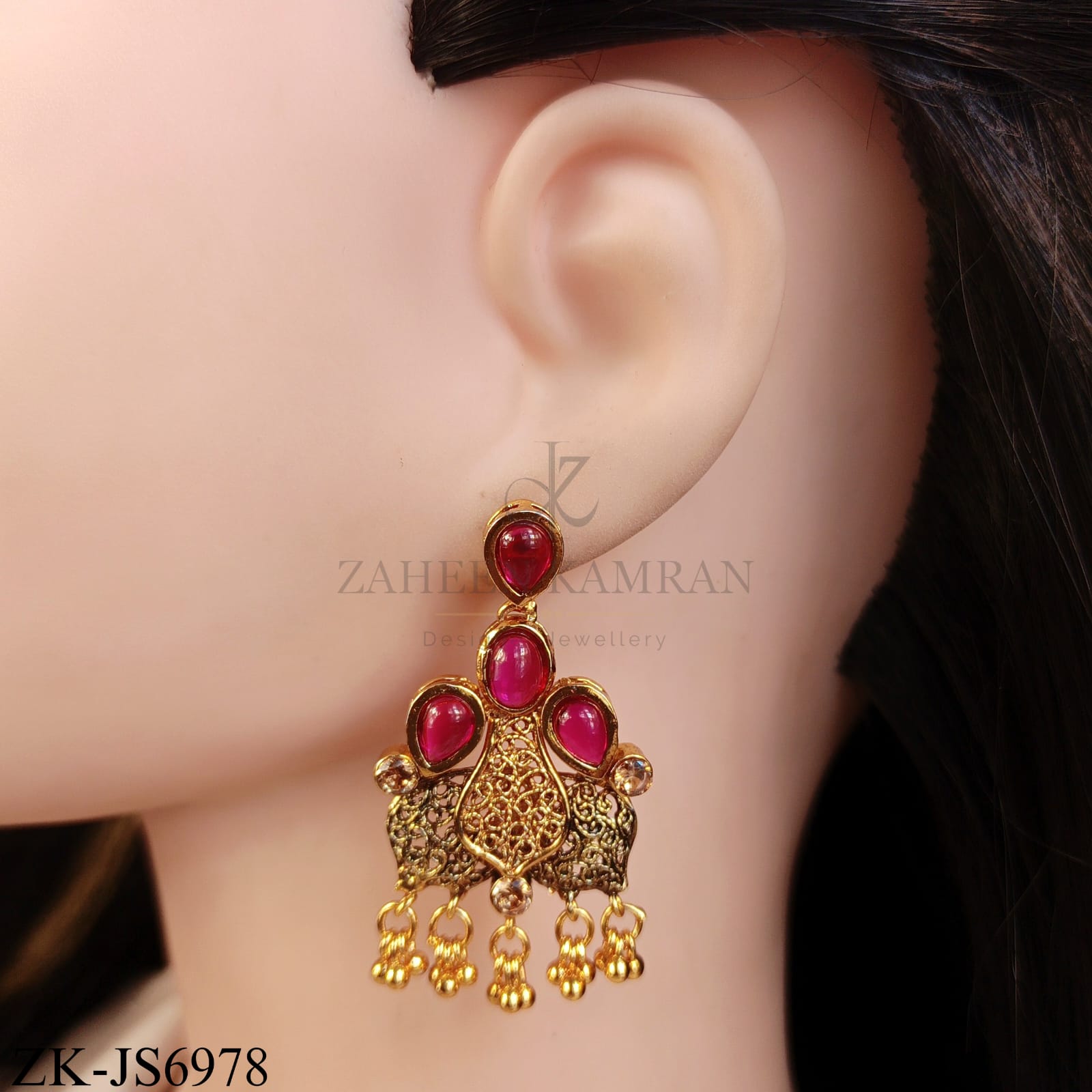 GOLD TONE RUBY NET LEAF PATTERN SET