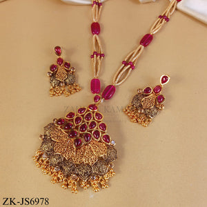 GOLD TONE RUBY NET LEAF PATTERN SET