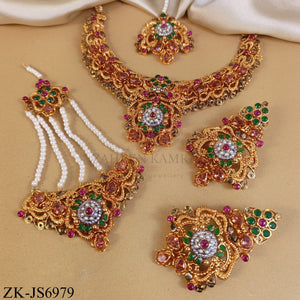 ANTIQUE REGAL RUBY EMERALD BRIDAL SET
