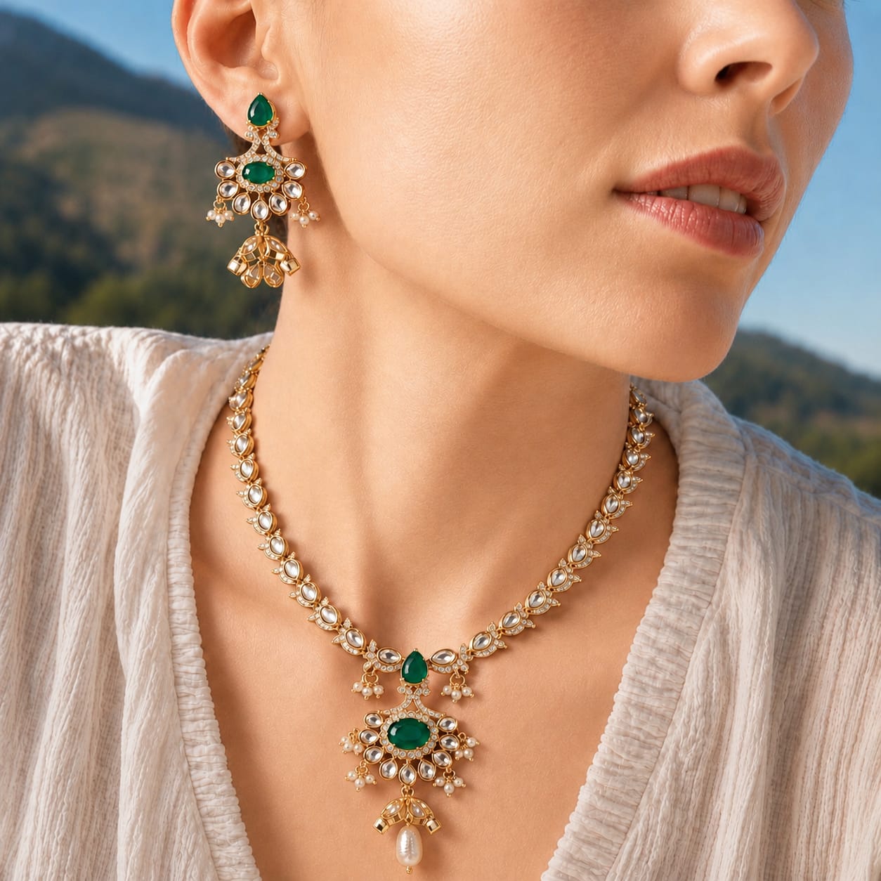 Emerald Polki Set