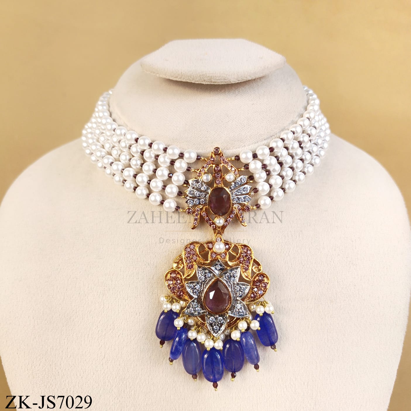 FLORENCE SAPPHIRE DROP CHOKER SET