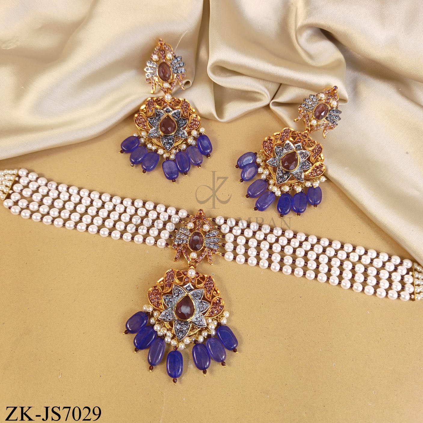 FLORENCE SAPPHIRE DROP CHOKER SET