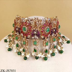 REGAL BLOOM RUBY EMERALD CHOKER SET