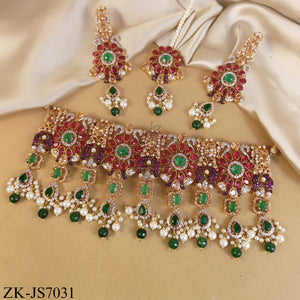 REGAL BLOOM RUBY EMERALD CHOKER SET