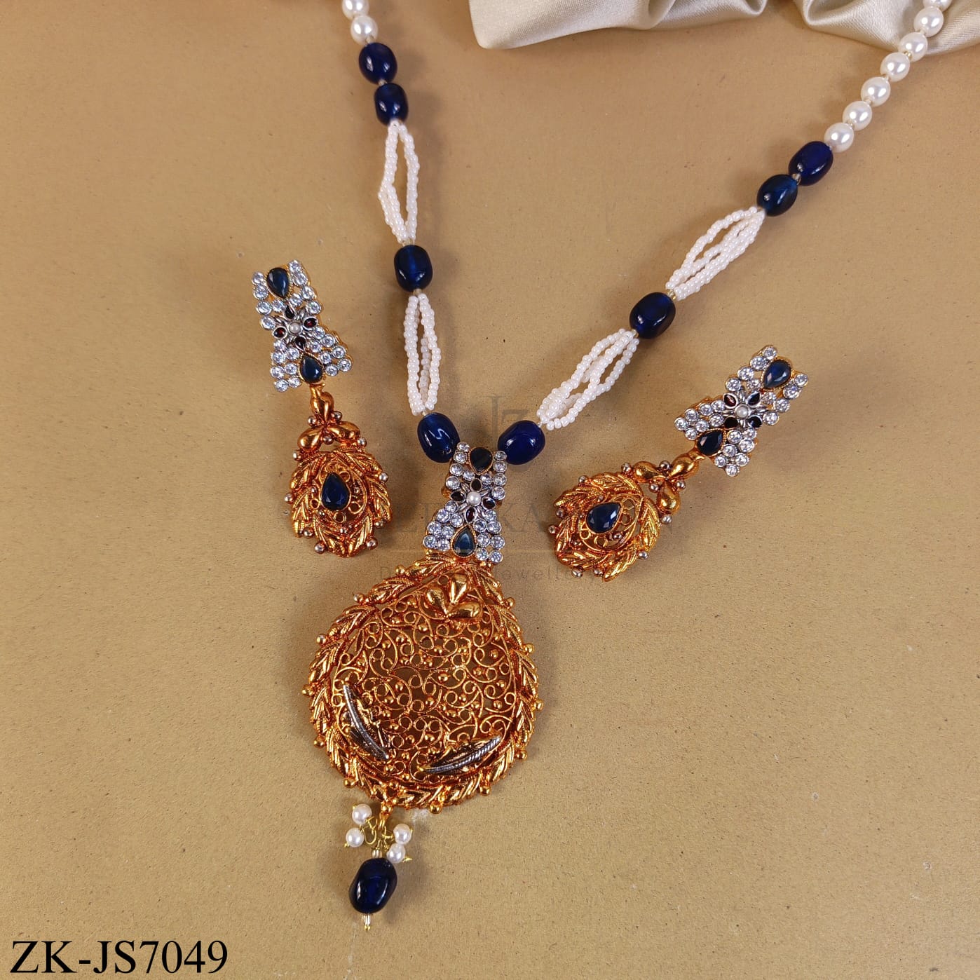 ANTIQUE SAPPHIRE LONG MALA SET