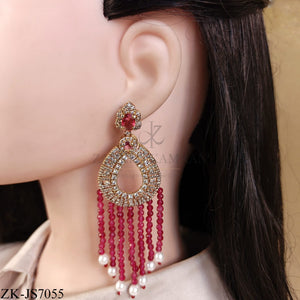 GOLDEN LONG RUBY TASSELS MALA SET