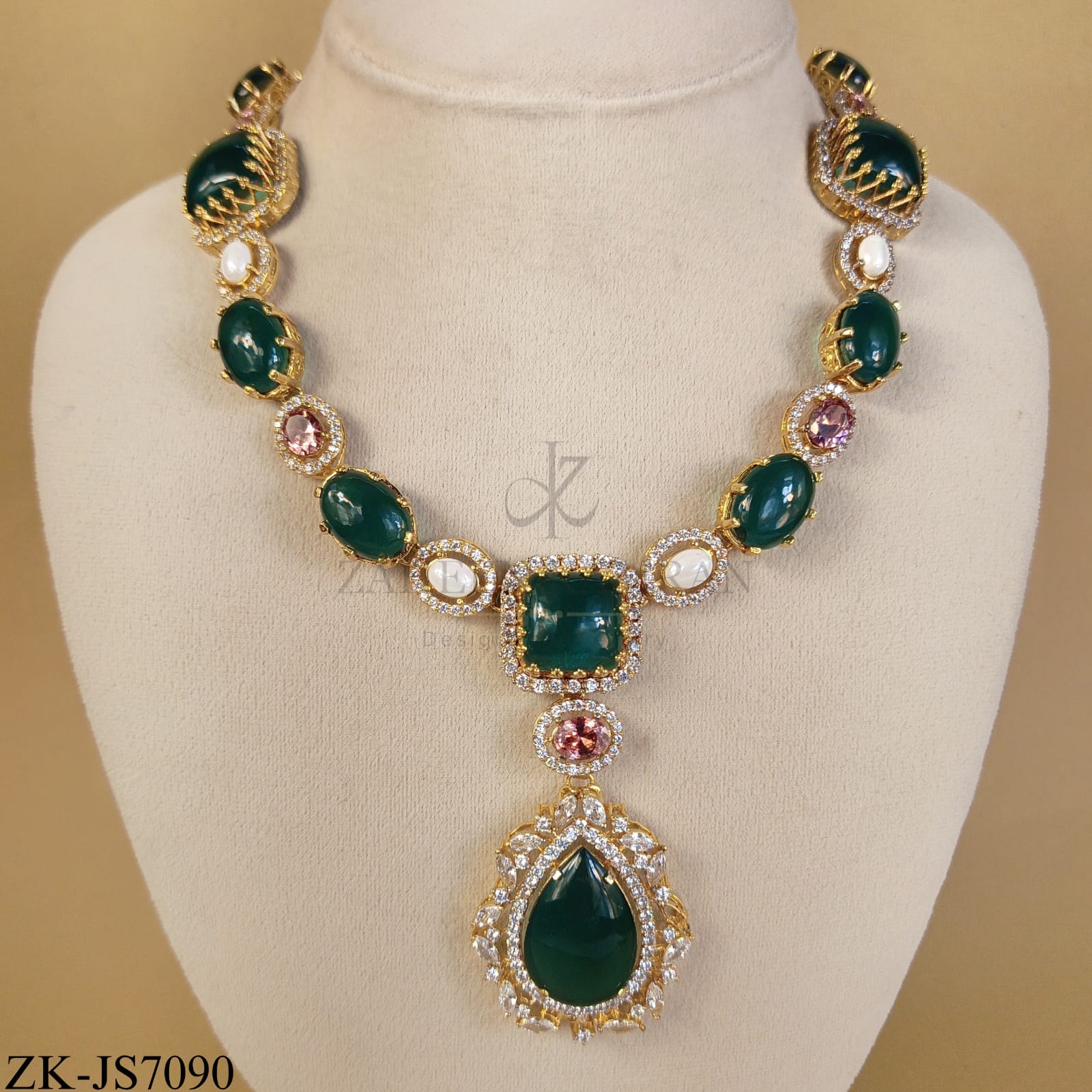 EMERALD ZIRCONIAN MALA SET