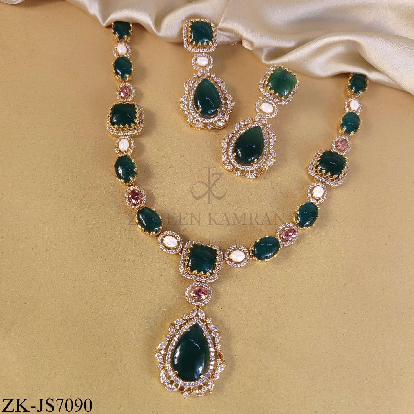 EMERALD ZIRCONIAN MALA SET