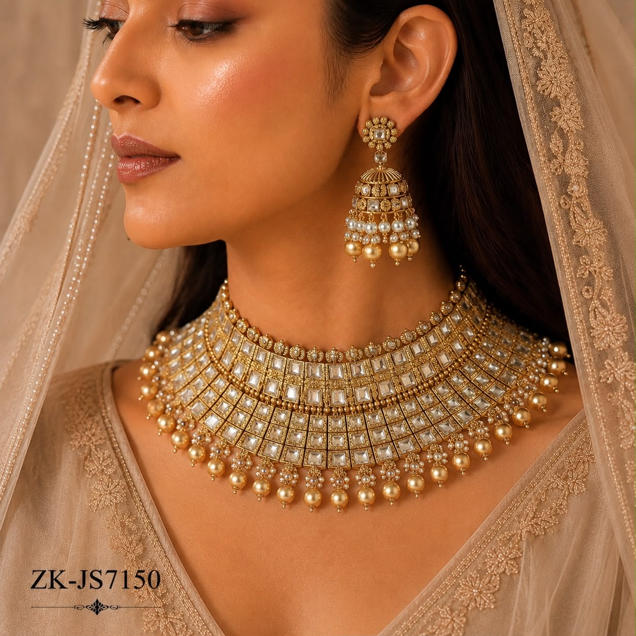WIDE SQUARE KUNDAN SET
