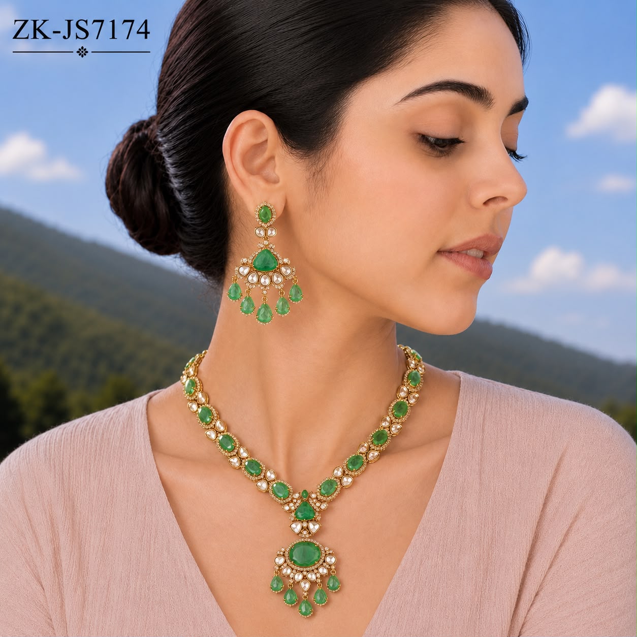 EMERALD DUAL KUNDAN SET