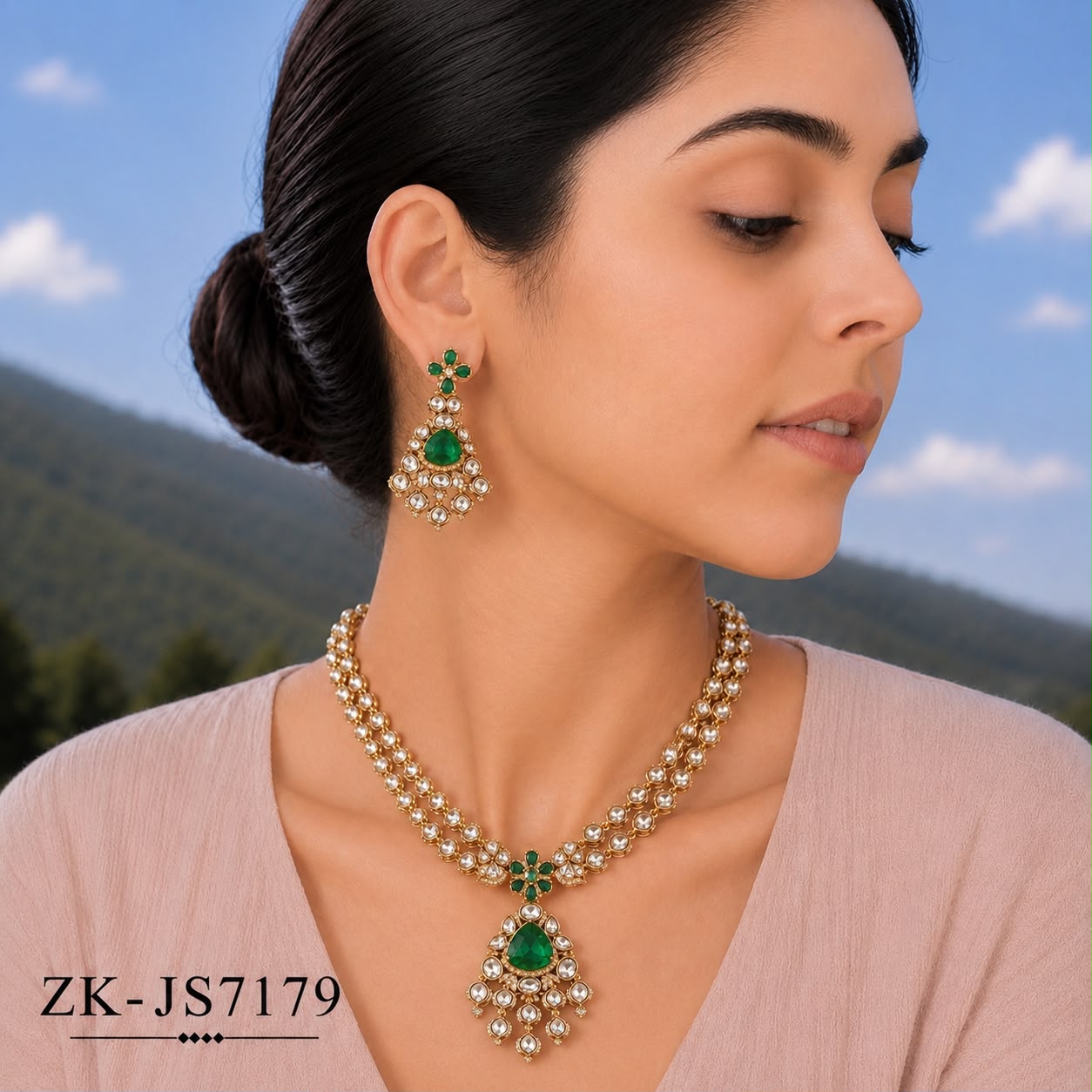 EMERALD KUNDAN SET