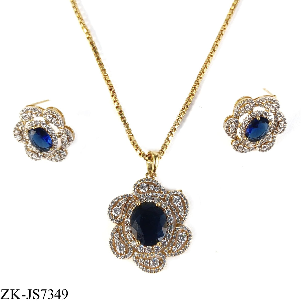 SAPPHIRE FLORAL PENDANT SET