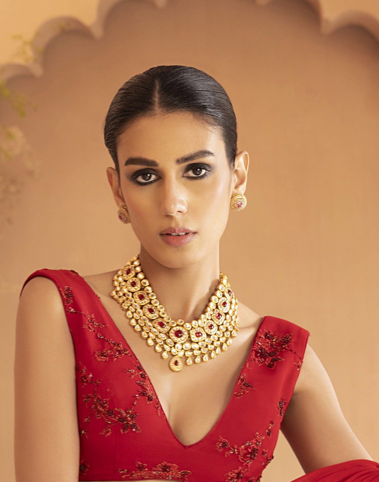 Ruby Kundan Necklace Set
