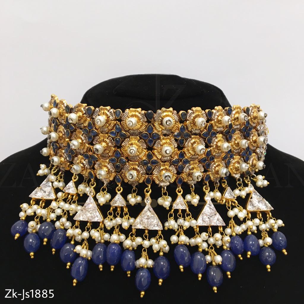 Chunky Choker with Blue beads