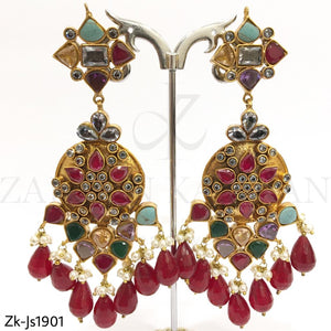 Multi Stones Kundan Necklace Set