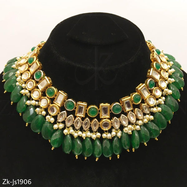 Green Beads Kundan necklace