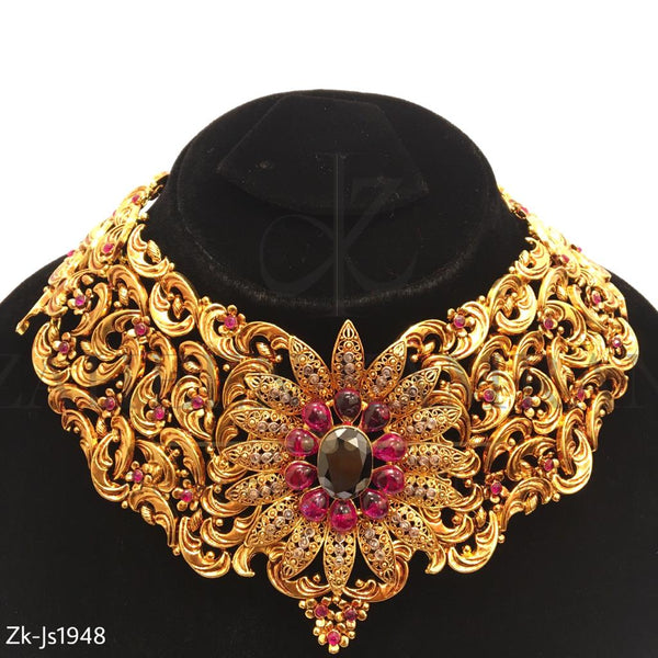 Floral Antique Gold Plated Bridal Set