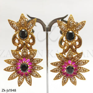 Floral Antique Gold Plated Bridal Set