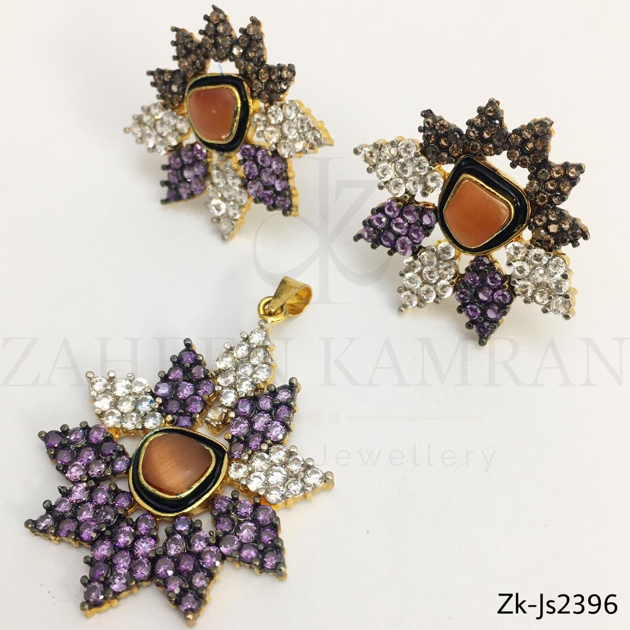 Amethyst Zirconian Pendant set