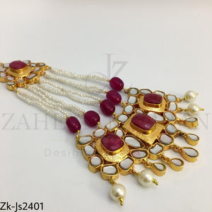 Textured kundan ruby kit set